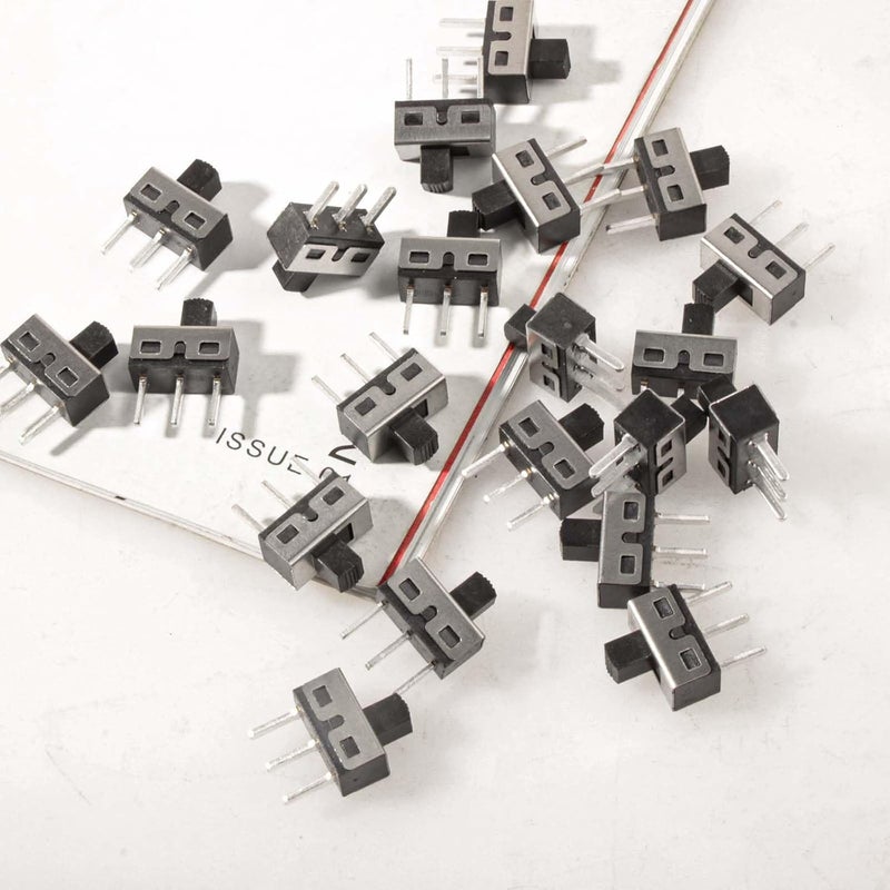 Juasky 20pcs Micro Slide Switch,High Knob Vertical Slide Switch SPDT 3 Pin 2 Position 1p2t Panel SS-12D10 - Image 4